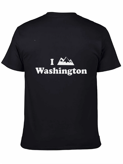 Camiseta Negra Amo Washington - Diseño Montaña