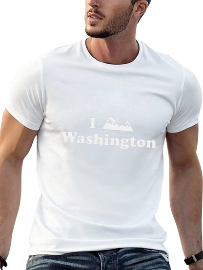 Camiseta Negra Amo Washington - Diseño Montaña