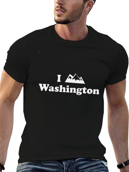 Camiseta Negra Amo Washington - Diseño Montaña