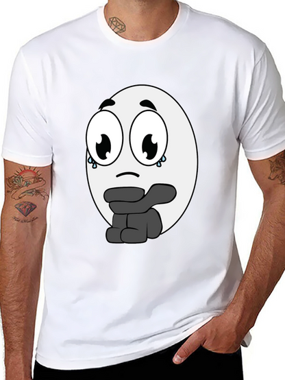 Camiseta Negra con Diseño de Emoticono Triste