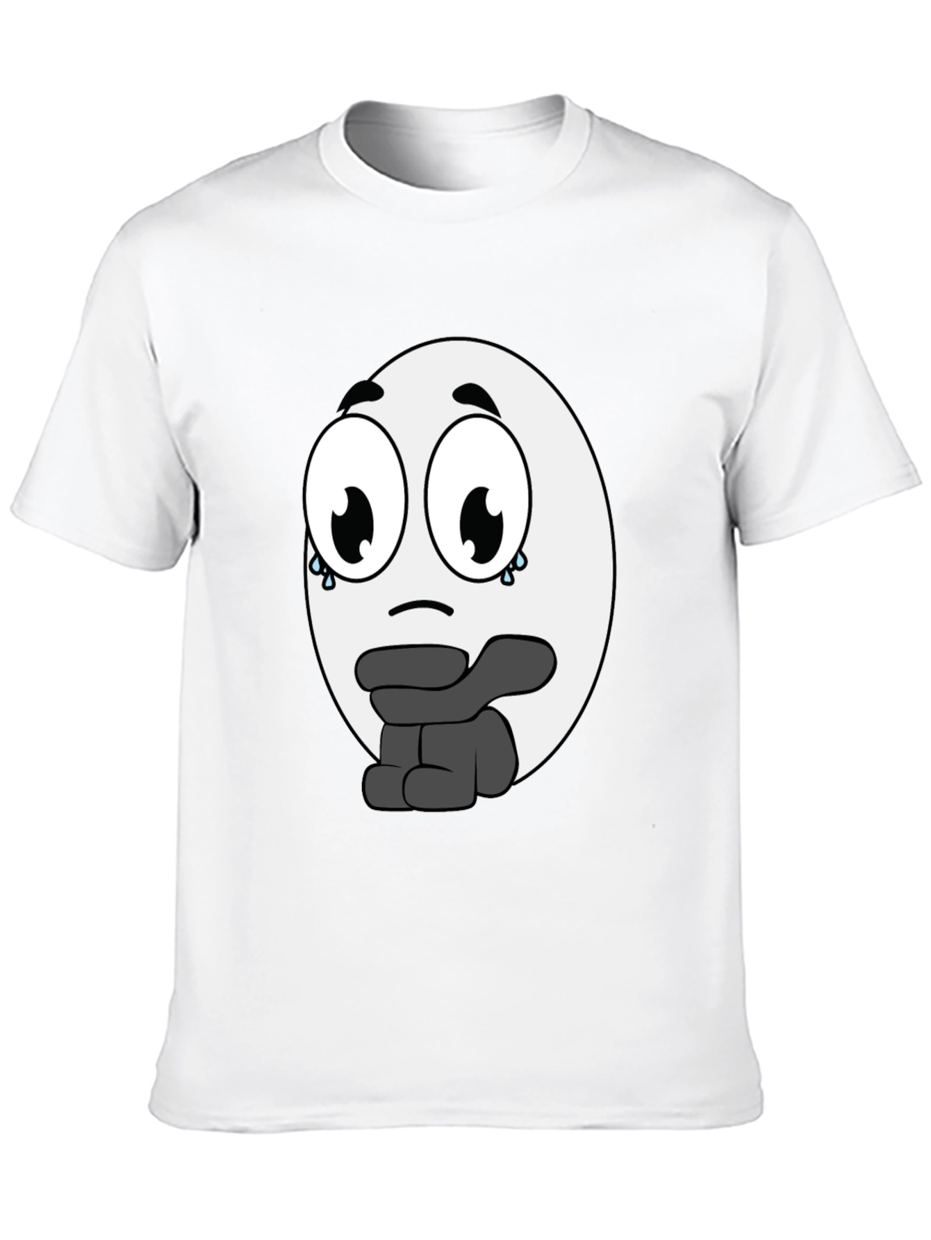 Camiseta Negra con Diseño de Emoticono Triste