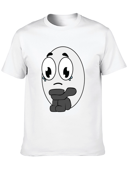 Camiseta Negra con Diseño de Emoticono Triste