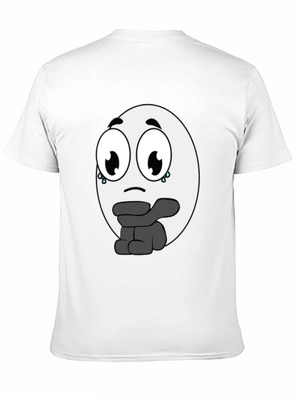Camiseta Negra con Diseño de Emoticono Triste