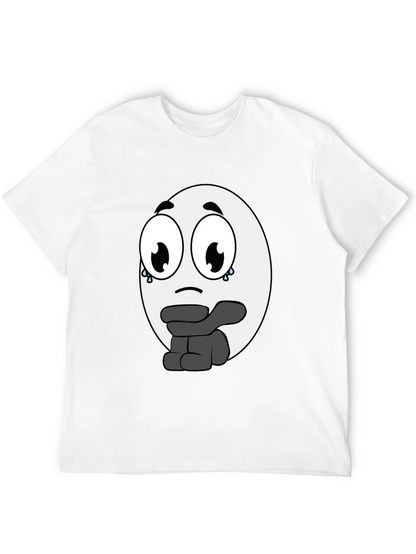 Camiseta Negra con Diseño de Emoticono Triste