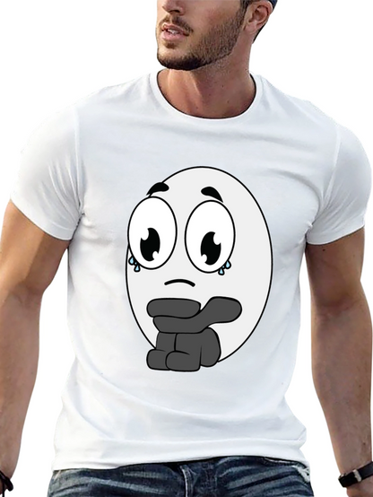 Camiseta Negra con Diseño de Emoticono Triste
