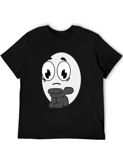 Camiseta Negra con Diseño de Emoticono Triste