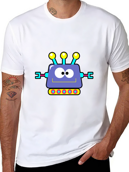 Camiseta Negra con Diseño de Robot Animado