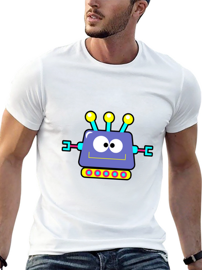 Camiseta Negra con Diseño de Robot Animado