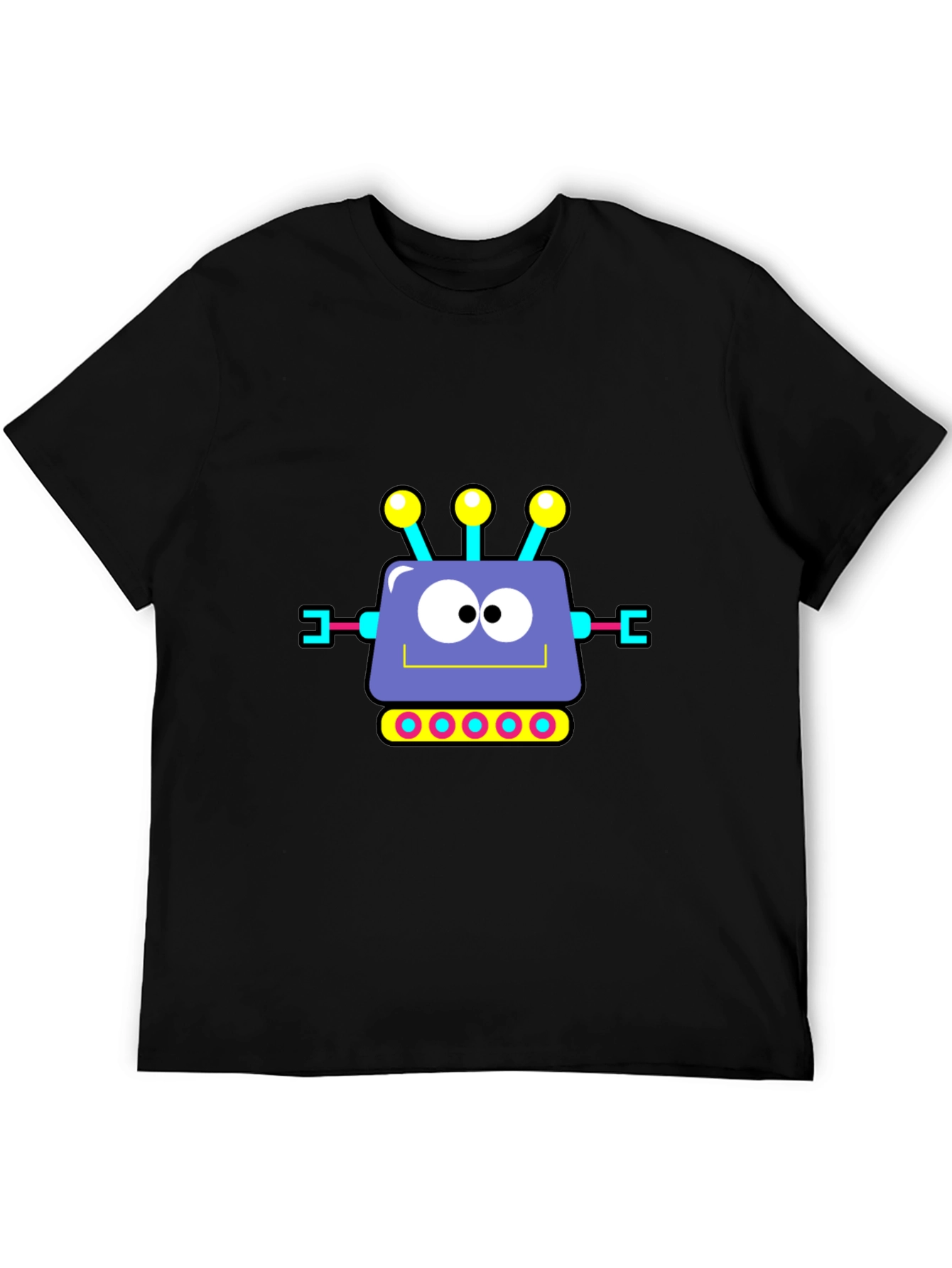 Camiseta Negra con Diseño de Robot Animado