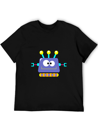 Camiseta Negra con Diseño de Robot Animado