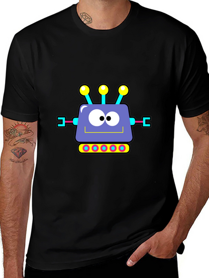 Camiseta Negra con Diseño de Robot Animado