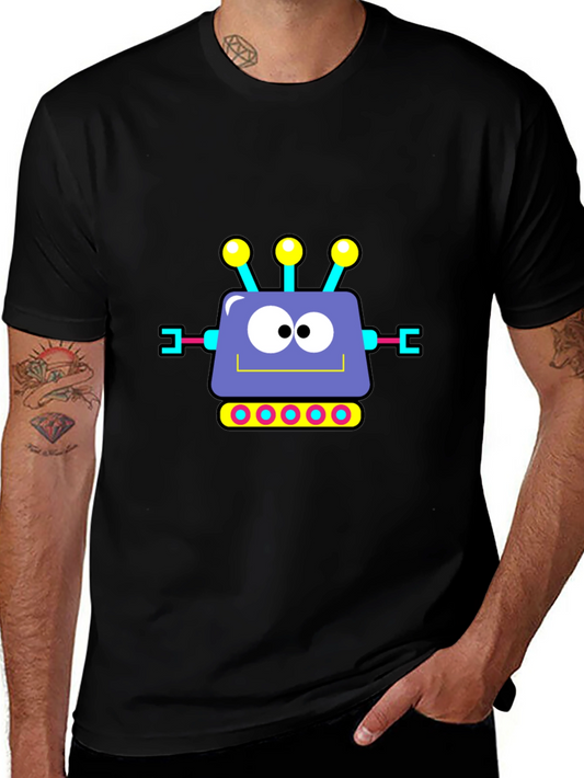 Camiseta Negra con Diseño de Robot Animado