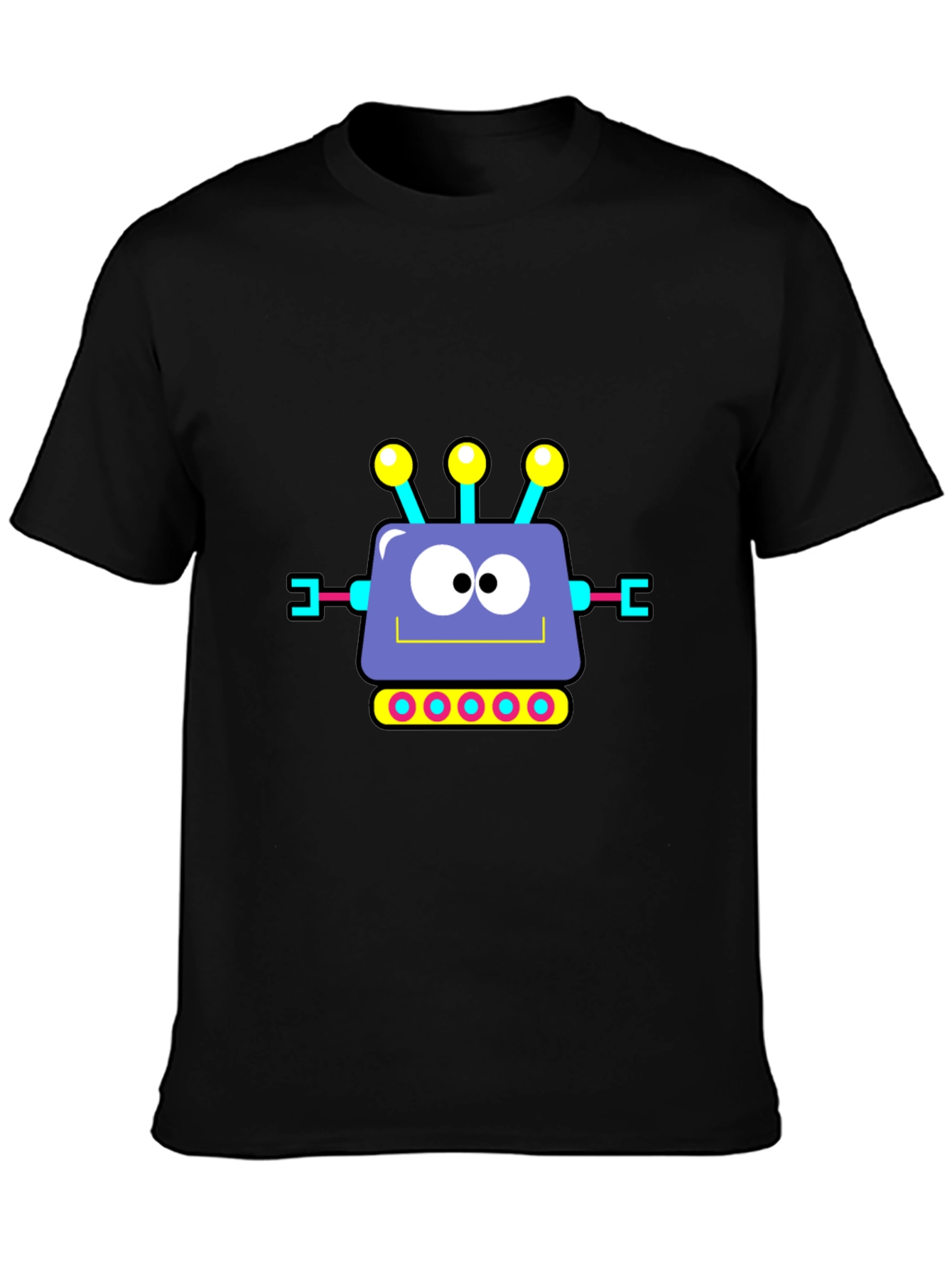 Camiseta Negra con Diseño de Robot Animado