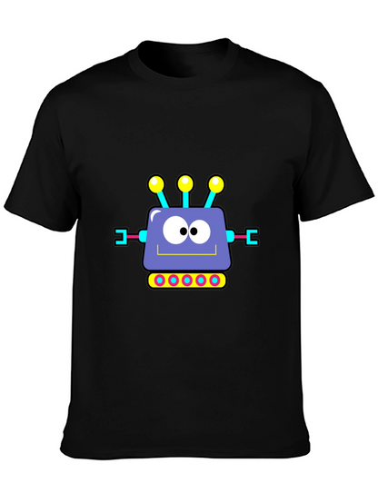 Camiseta Negra con Diseño de Robot Animado