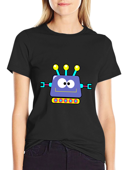 Camiseta Negra con Diseño de Robot Animado