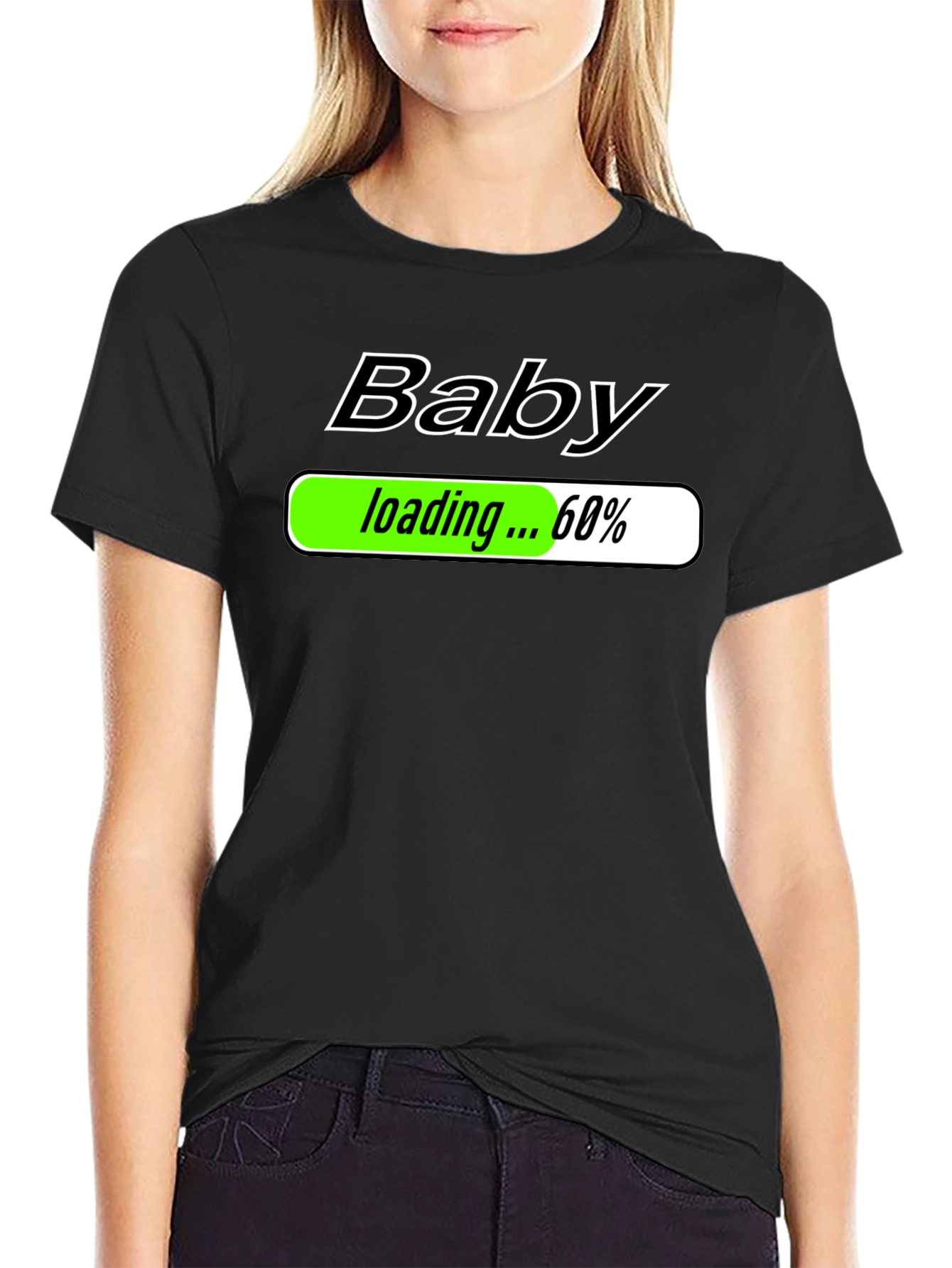 Camiseta Negra Baby Loading para Futuros Papás