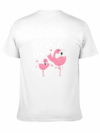 Camiseta Negra Flock On! con Flamencos Rosados