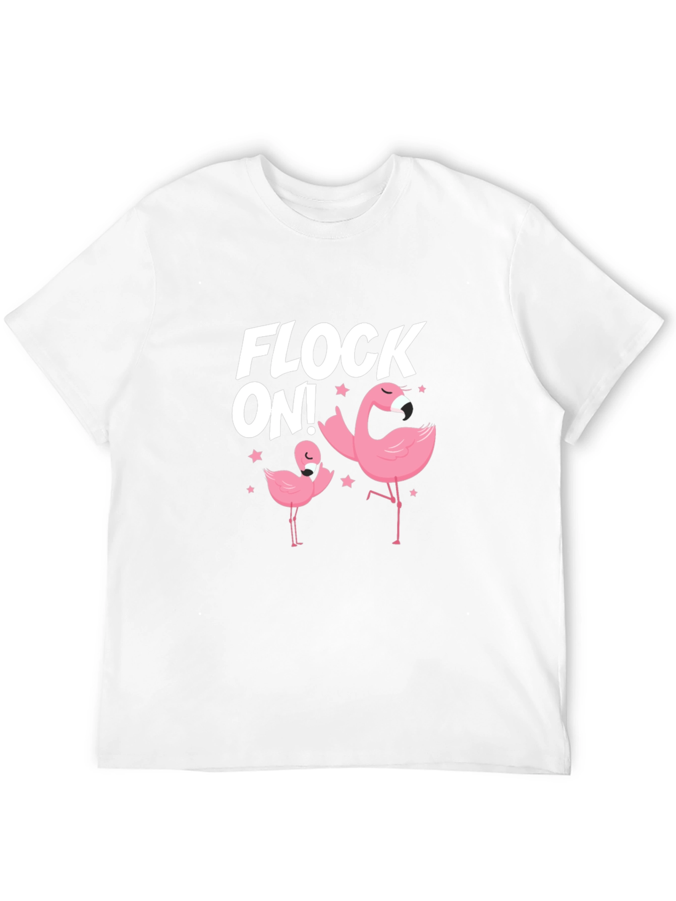 Camiseta Negra Flock On! con Flamencos Rosados