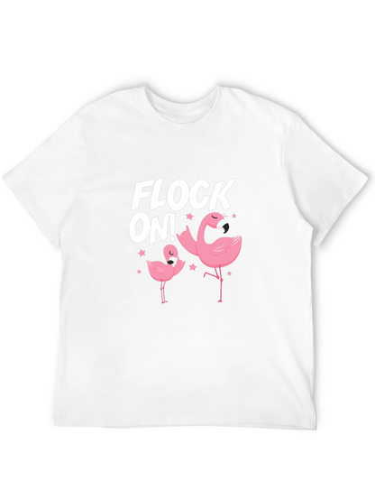 Camiseta Negra Flock On! con Flamencos Rosados