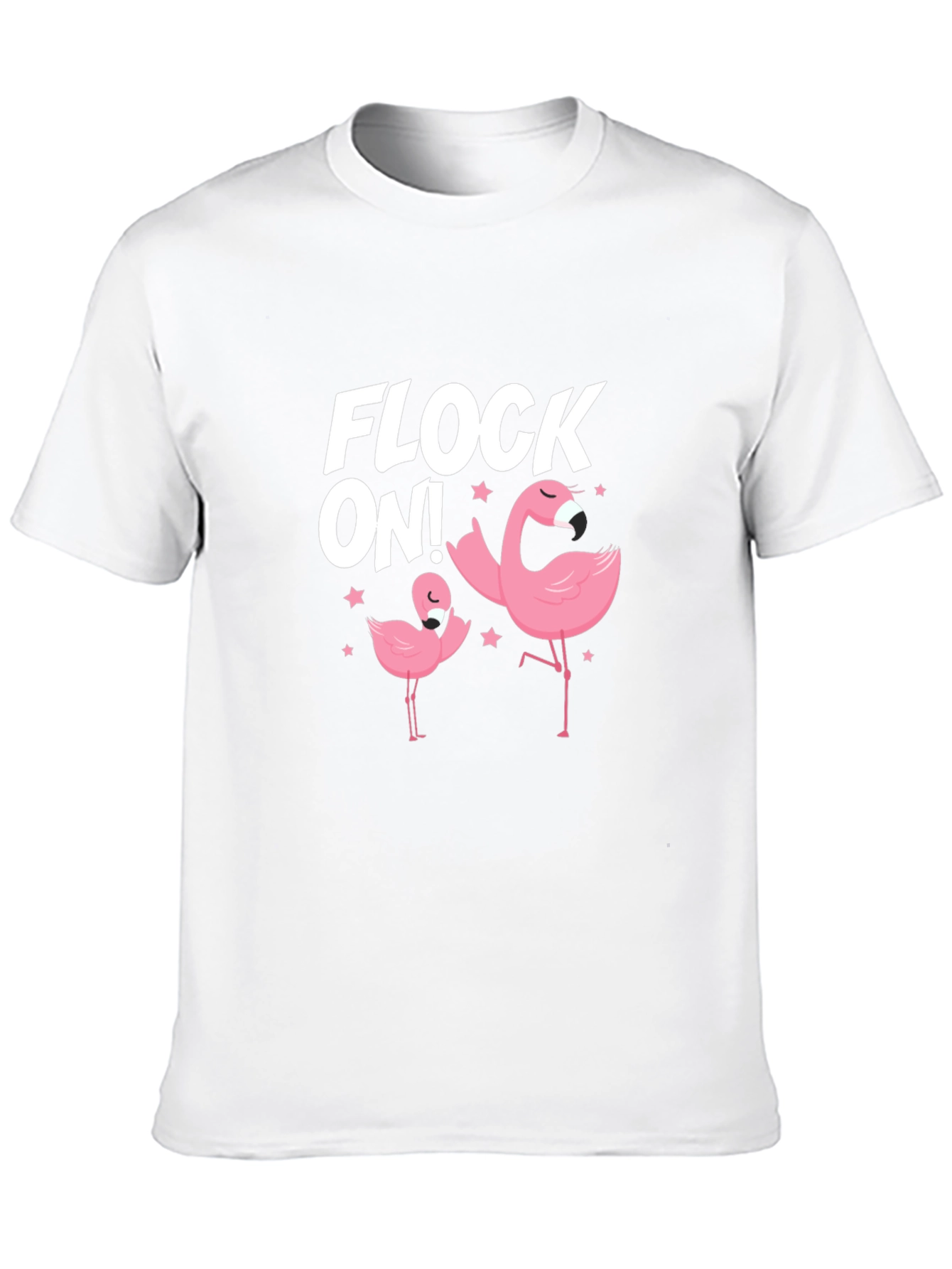 Camiseta Negra Flock On! con Flamencos Rosados