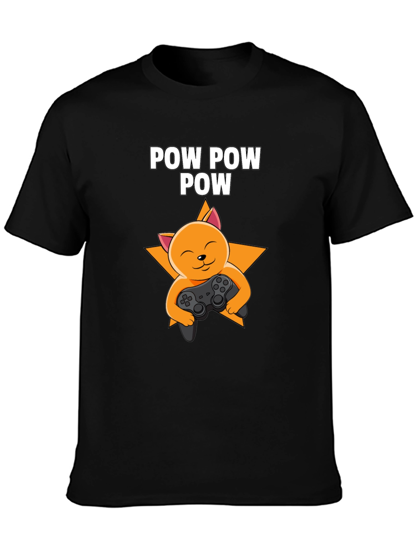 Camiseta Negra POW POW POW Gato Gamer