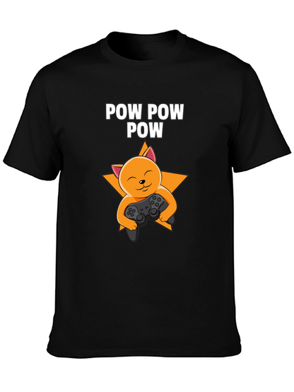 Camiseta Negra POW POW POW Gato Gamer
