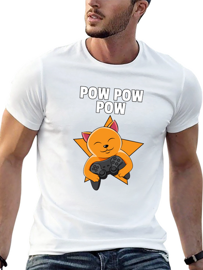 Camiseta Negra POW POW POW Gato Gamer