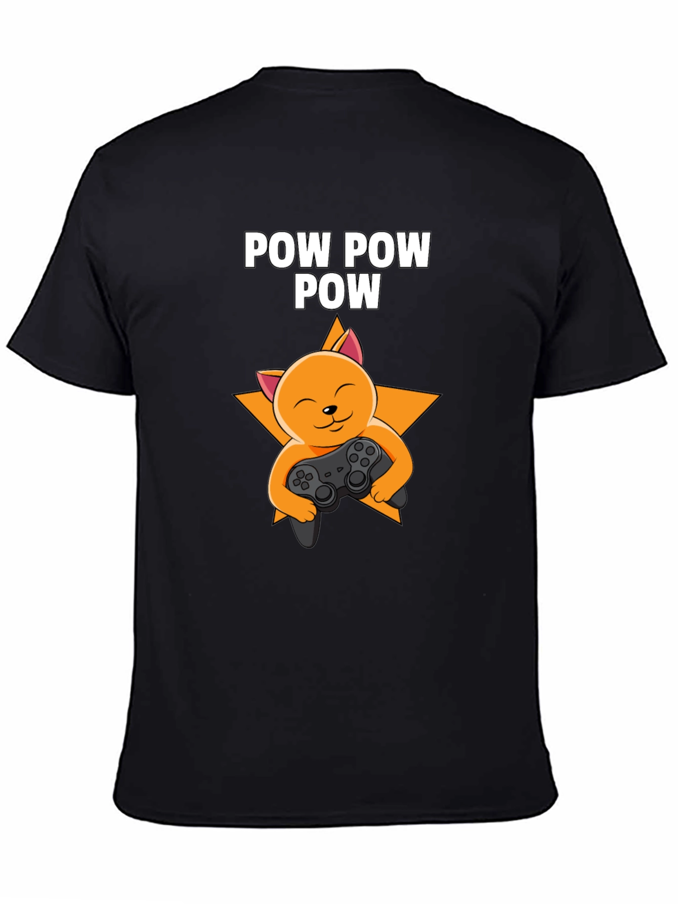 Camiseta Negra POW POW POW Gato Gamer