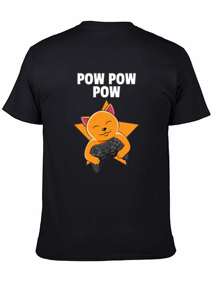 Camiseta Negra POW POW POW Gato Gamer