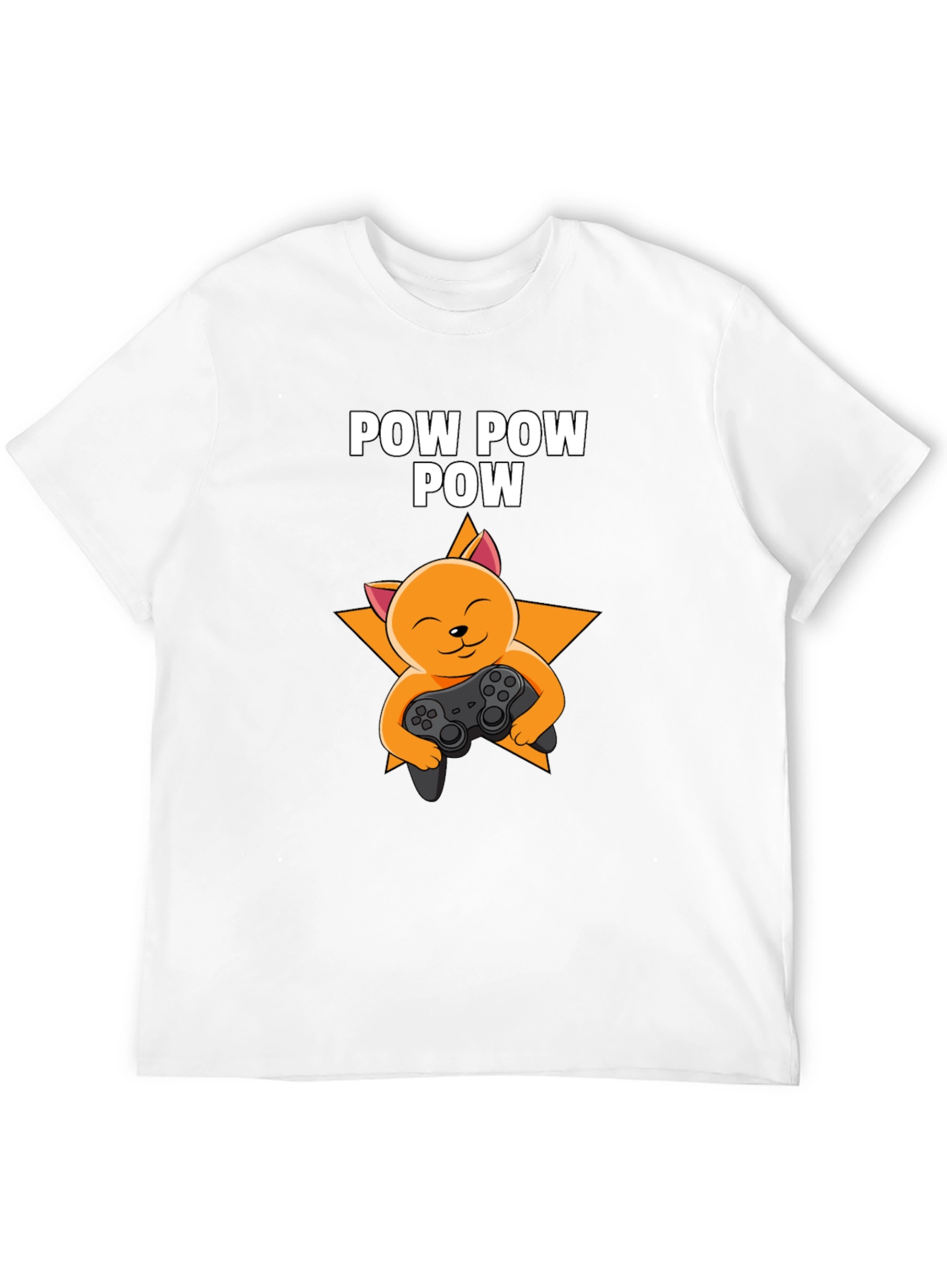 Camiseta Negra POW POW POW Gato Gamer