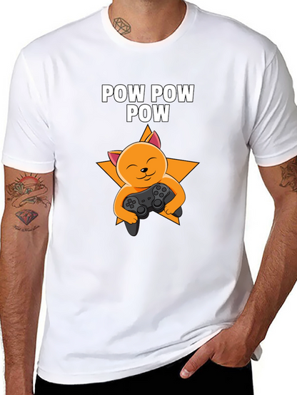 Camiseta Negra POW POW POW Gato Gamer