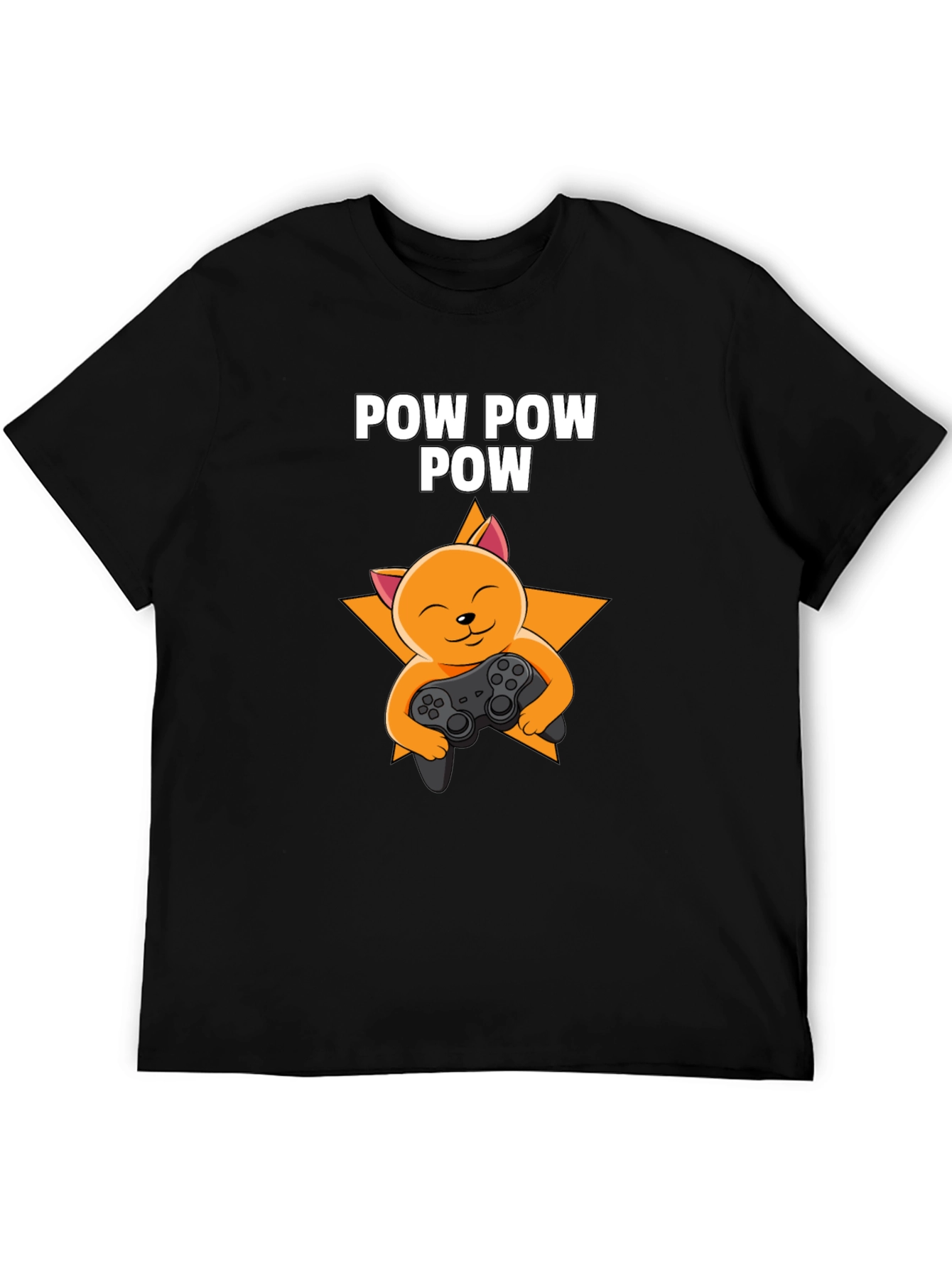 Camiseta Negra POW POW POW Gato Gamer