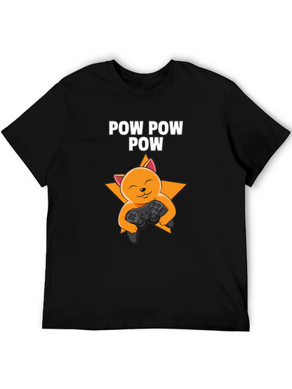 Camiseta Negra POW POW POW Gato Gamer
