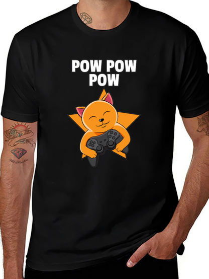 Camiseta Negra POW POW POW Gato Gamer