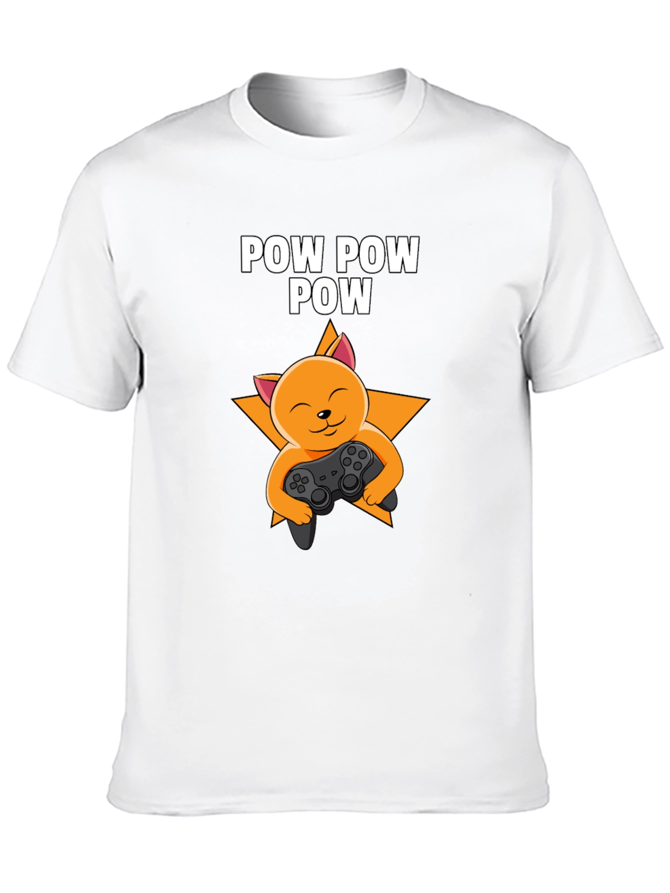 Camiseta Negra POW POW POW Gato Gamer