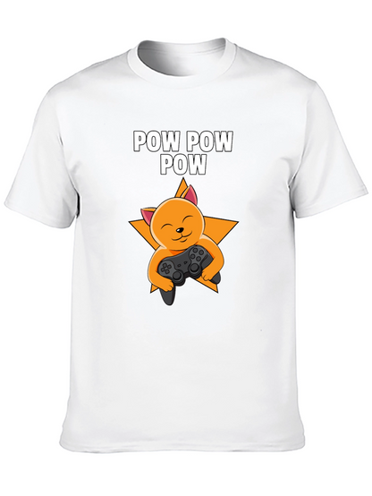 Camiseta Negra POW POW POW Gato Gamer