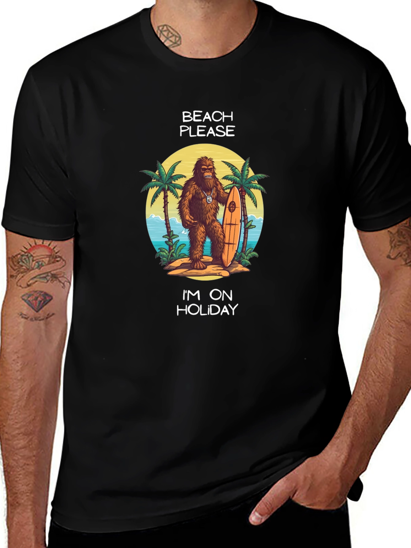 Camiseta Negra Vacaciones Playa
