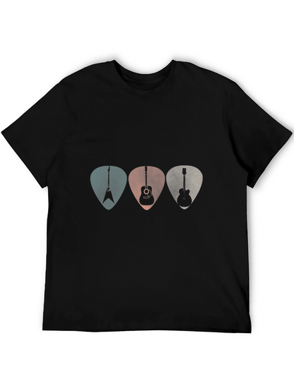 Camiseta Negra con Diseño de Púas de Guitarra