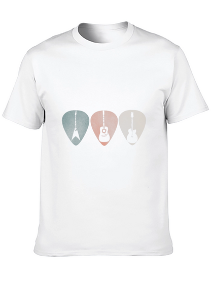 Camiseta Negra con Diseño de Púas de Guitarra