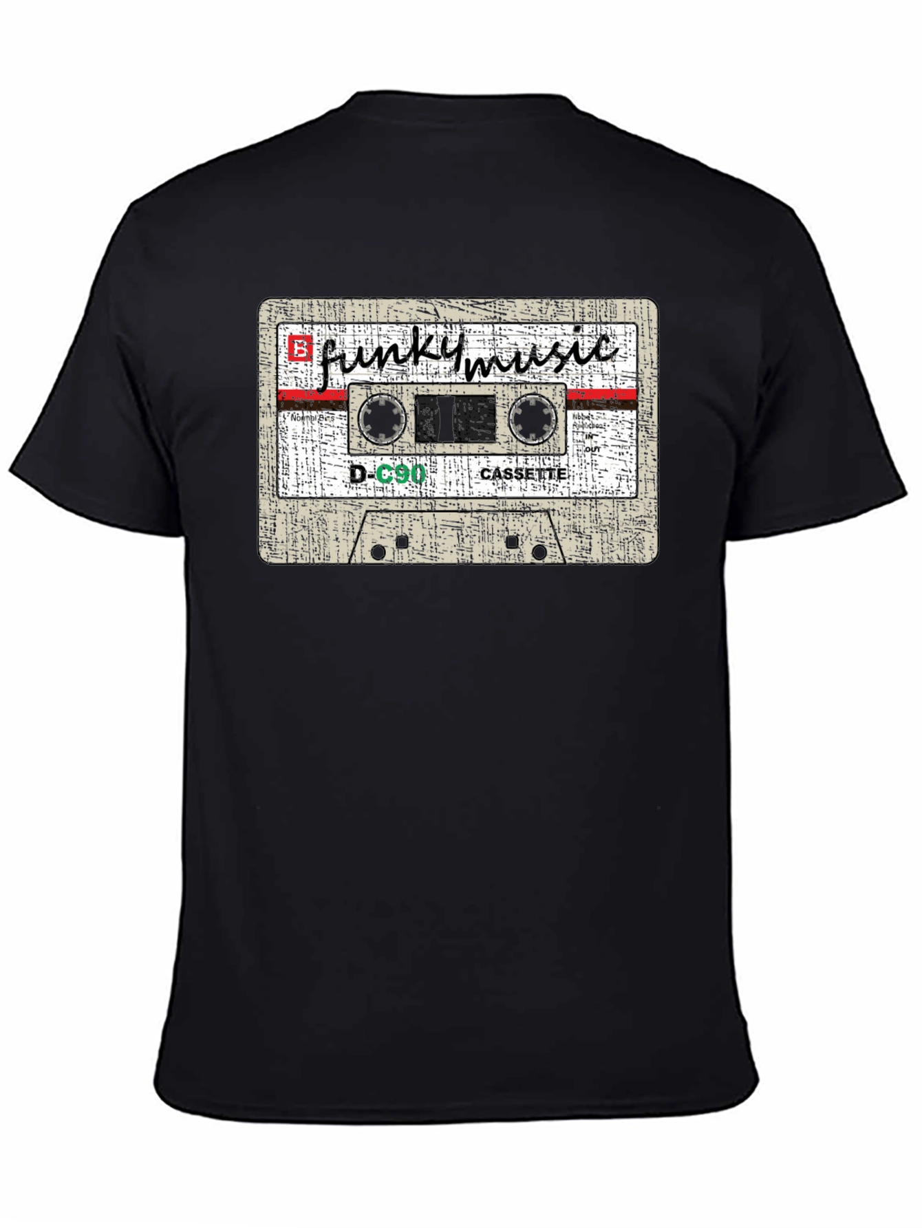 Camiseta Negra con Diseño de Casete Funky Music