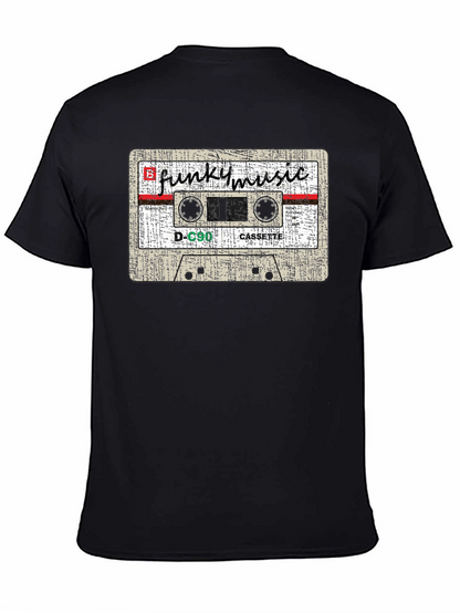 Camiseta Negra con Diseño de Casete Funky Music