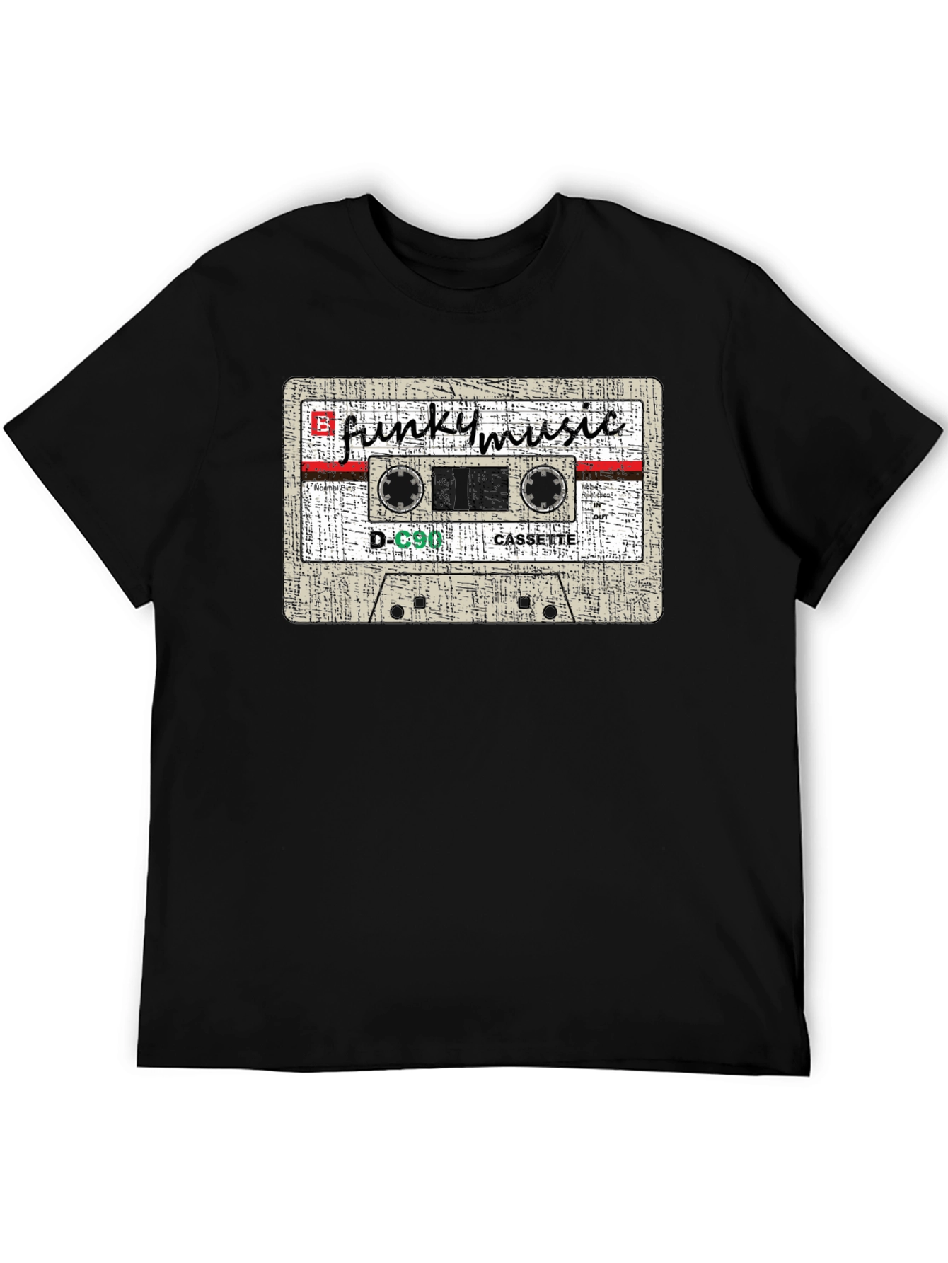 Camiseta Negra con Diseño de Casete Funky Music
