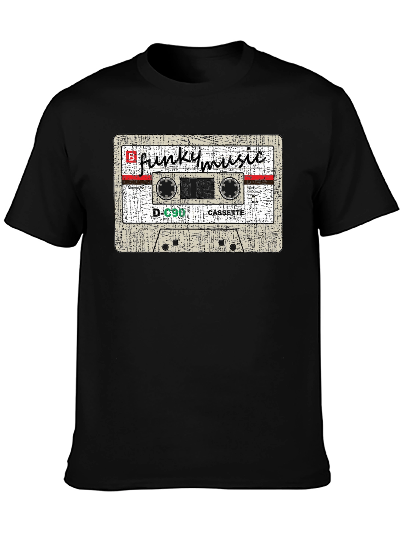 Camiseta Negra con Diseño de Casete Funky Music
