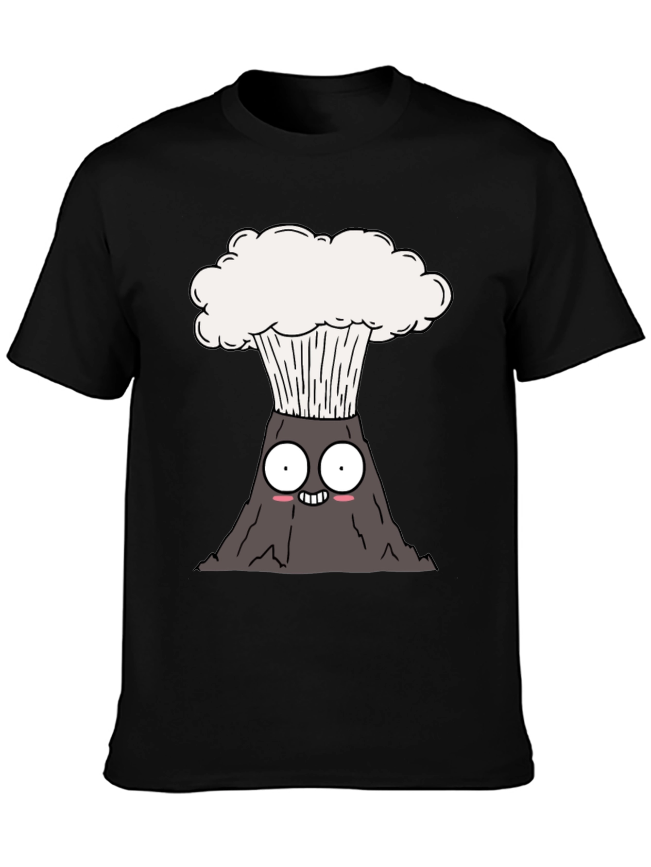 Camiseta Negra con Diseño de Volcán Animado