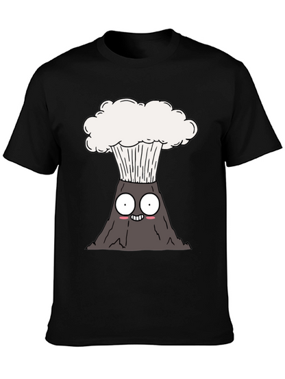 Camiseta Negra con Diseño de Volcán Animado