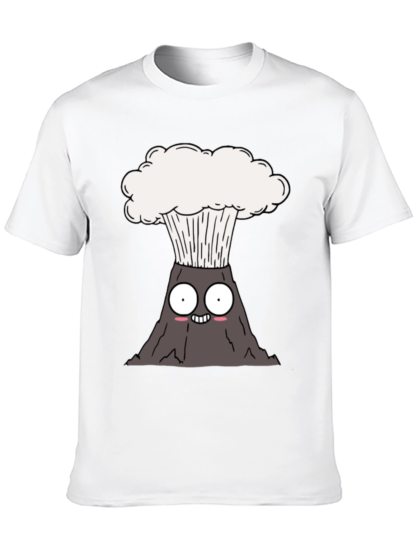 Camiseta Negra con Diseño de Volcán Animado
