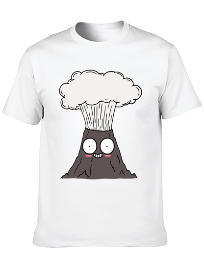 Camiseta Negra con Diseño de Volcán Animado