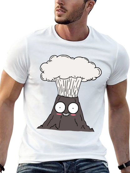 Camiseta Negra con Diseño de Volcán Animado