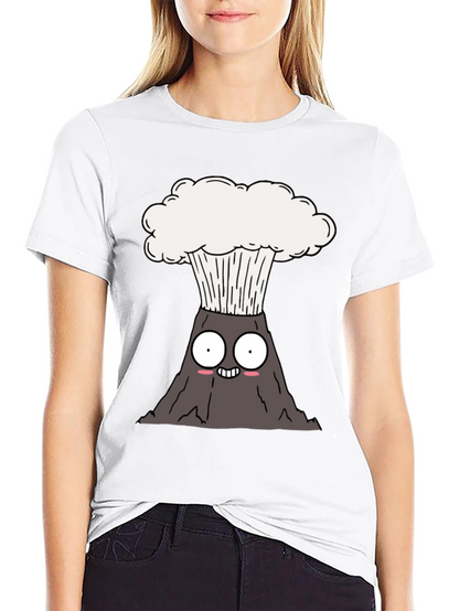 Camiseta Negra con Diseño de Volcán Animado