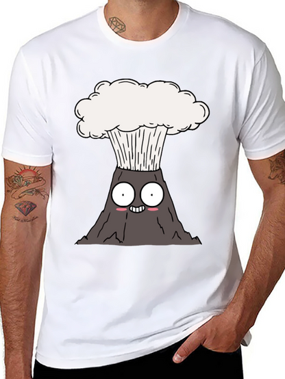 Camiseta Negra con Diseño de Volcán Animado